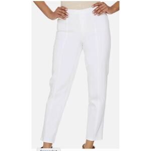 Isaac Mizrahi Live! 24/7 Stretch White Pull On Ankle Pants Womens 2P Petite